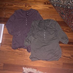 Aerie 2-for-1 Henley Shirts